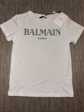 Authentic Balmain Logo Tee with Black Print